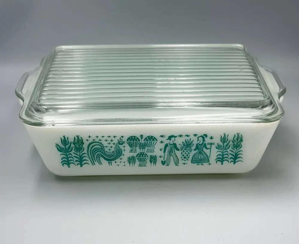 PYREX #503 Blue Amish Butterprint Turquoise Refrigerator Storage Dish READ
